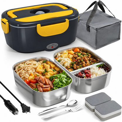 📢📢 !! ⏰Portable Electric Heated Lunch Box Water-Free Food Warmer
