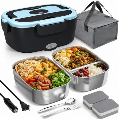 📢📢 !! ⏰Portable Electric Heated Lunch Box Water-Free Food Warmer