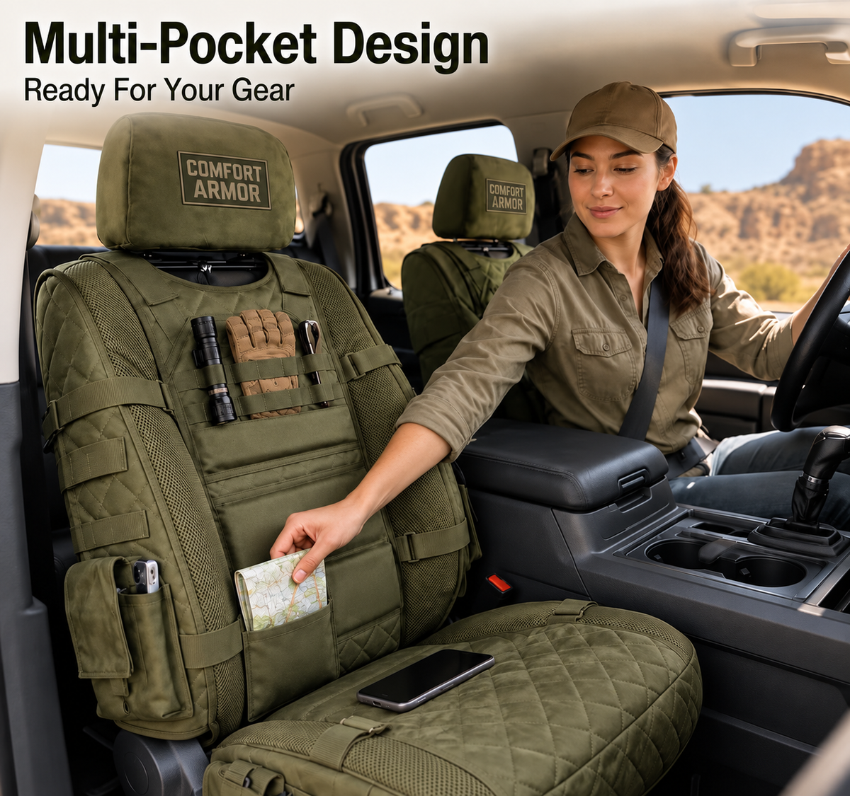 Tactical Molle Car Seat Cover Organizer – Rugged Protection & Smart Storage