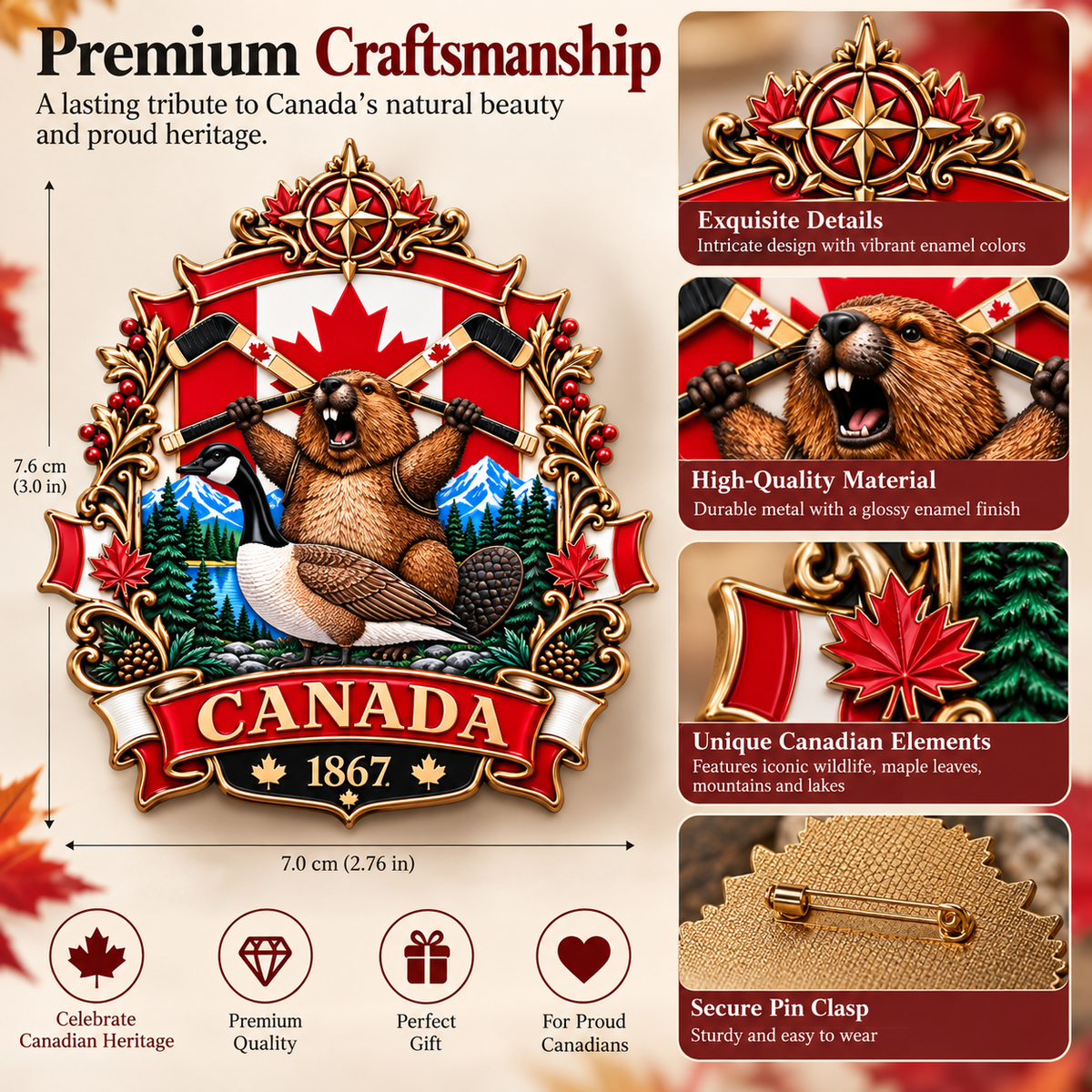🍁 Canada 160th Anniversary “A Mari Usque Ad Mare” Tribute Badge | 3.5-Inch 3D Metal Enamel Keepsake 🇨🇦