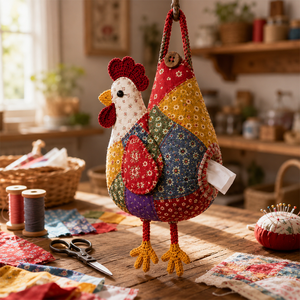 🐔40% OFF | Vintage Patchwork Chicken & Duck Hanging Tissue Holder