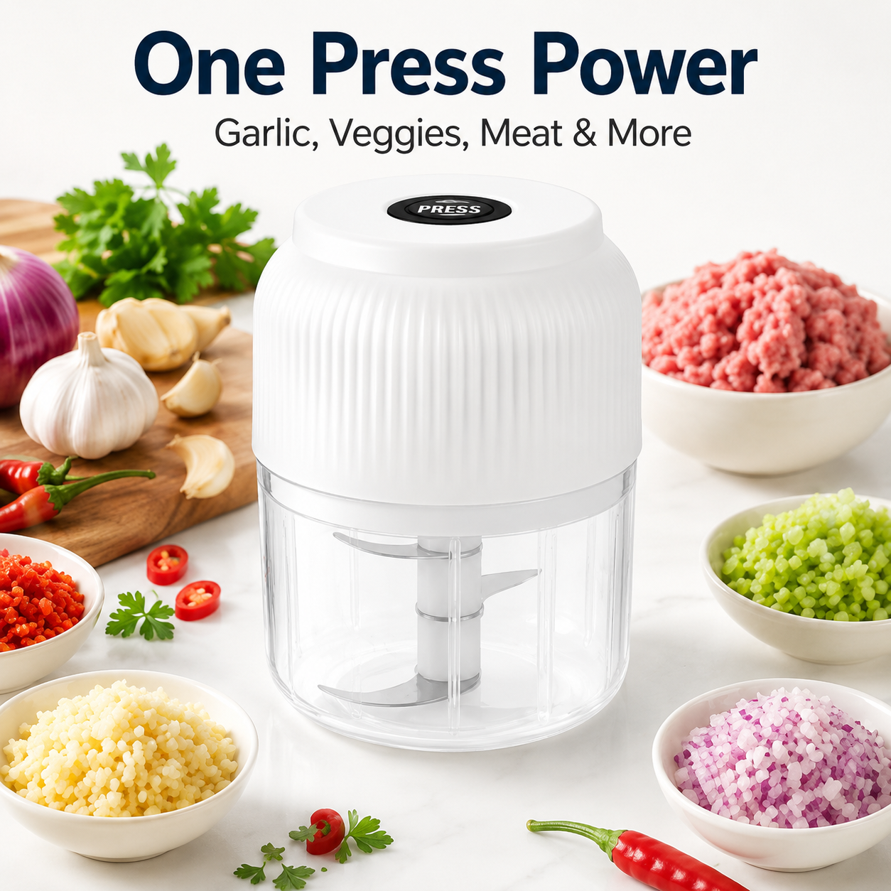 ✨ Mini Electric Food Chopper – One-Press Garlic & Veggie Prep 🍳🥕🧄
