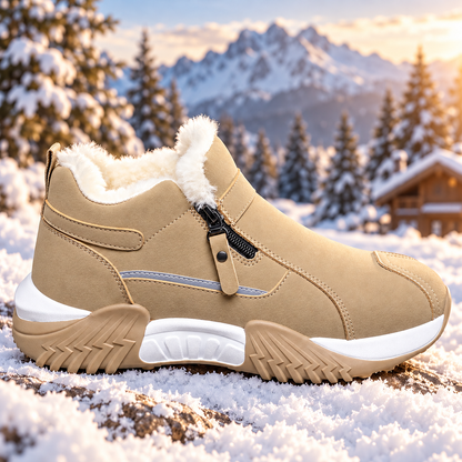 Warm Fleece Winter Snow Boots with Side Zip | Anti-Slip Outdoor Ankle Shoes