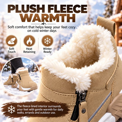 Warm Fleece Winter Snow Boots with Side Zip | Anti-Slip Outdoor Ankle Shoes