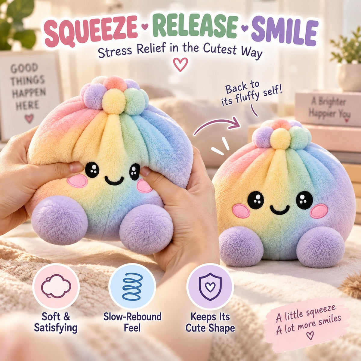 Buy three get one free 🥟Rainbow Dumpling Squishy Toy with Steamer 🌈