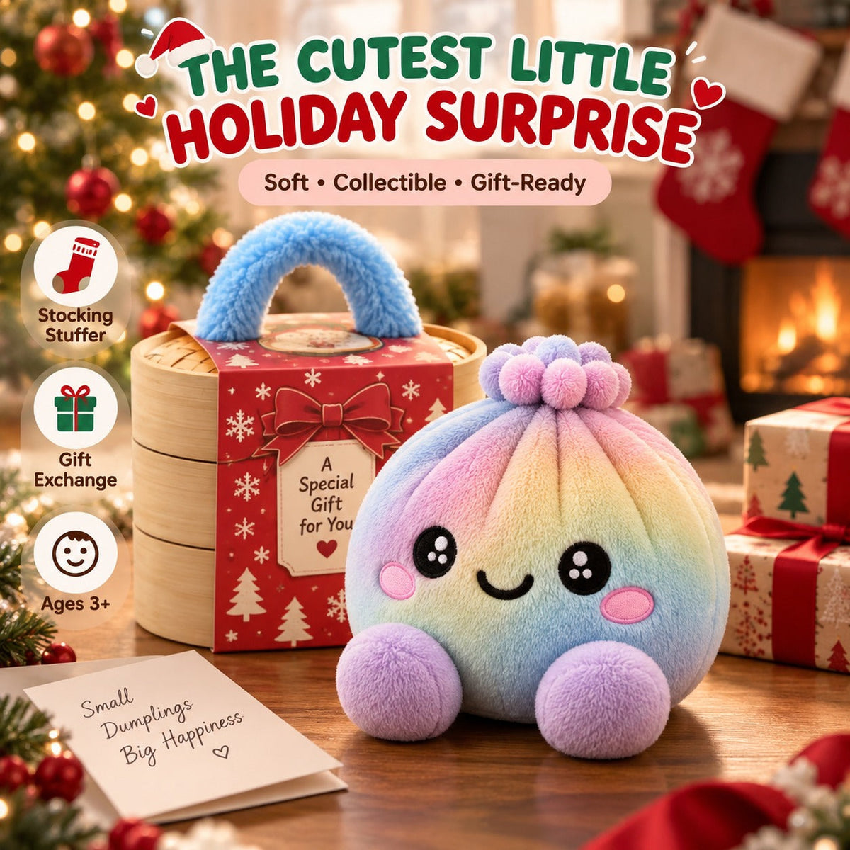 Buy three get one free 🥟Rainbow Dumpling Squishy Toy with Steamer 🌈