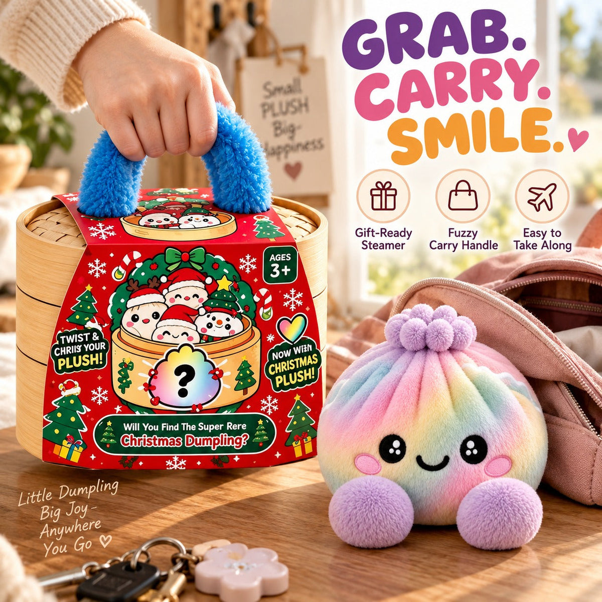 Buy three get one free 🥟Rainbow Dumpling Squishy Toy with Steamer 🌈
