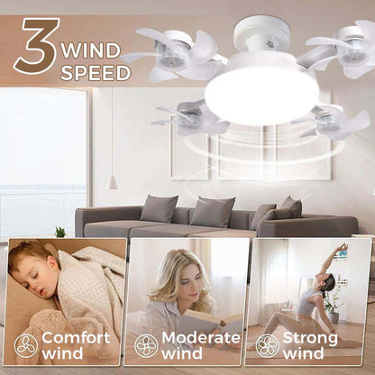 E27 Ceiling Fan Light with Remote, Silent LED Fan & Light 2-in-1 for Bedroom