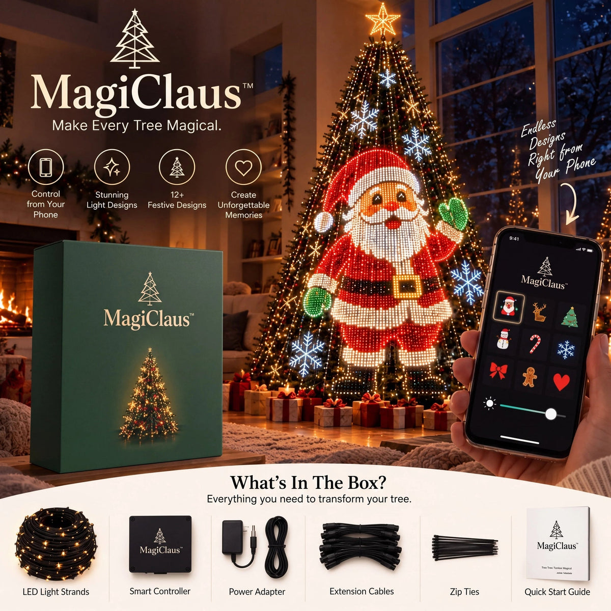 🎄 Smart Animated Christmas Tree Lights – App-Controlled Moving LED Designs