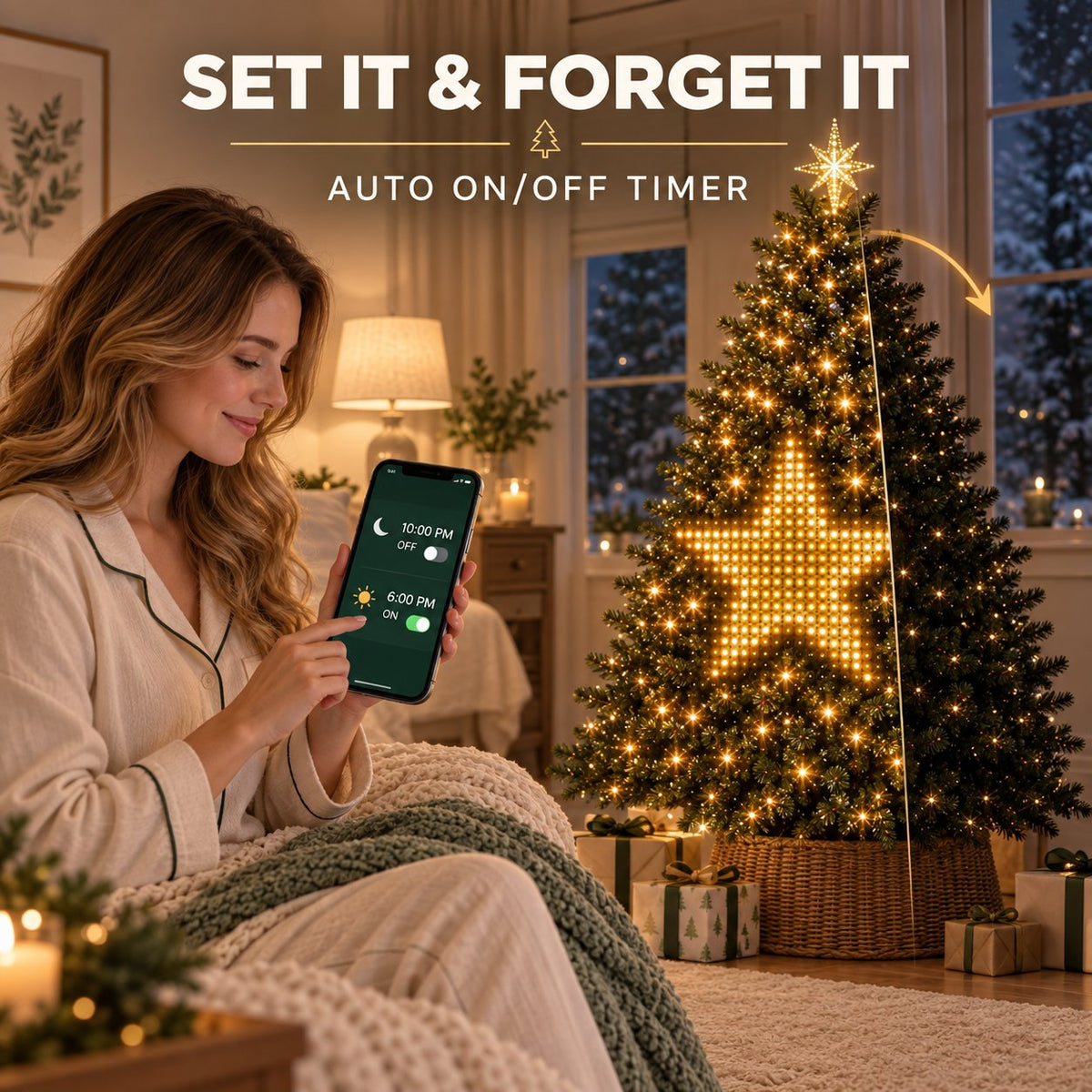 🎄 Smart Animated Christmas Tree Lights – App-Controlled Moving LED Designs