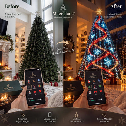🎄 Smart Animated Christmas Tree Lights – App-Controlled Moving LED Designs