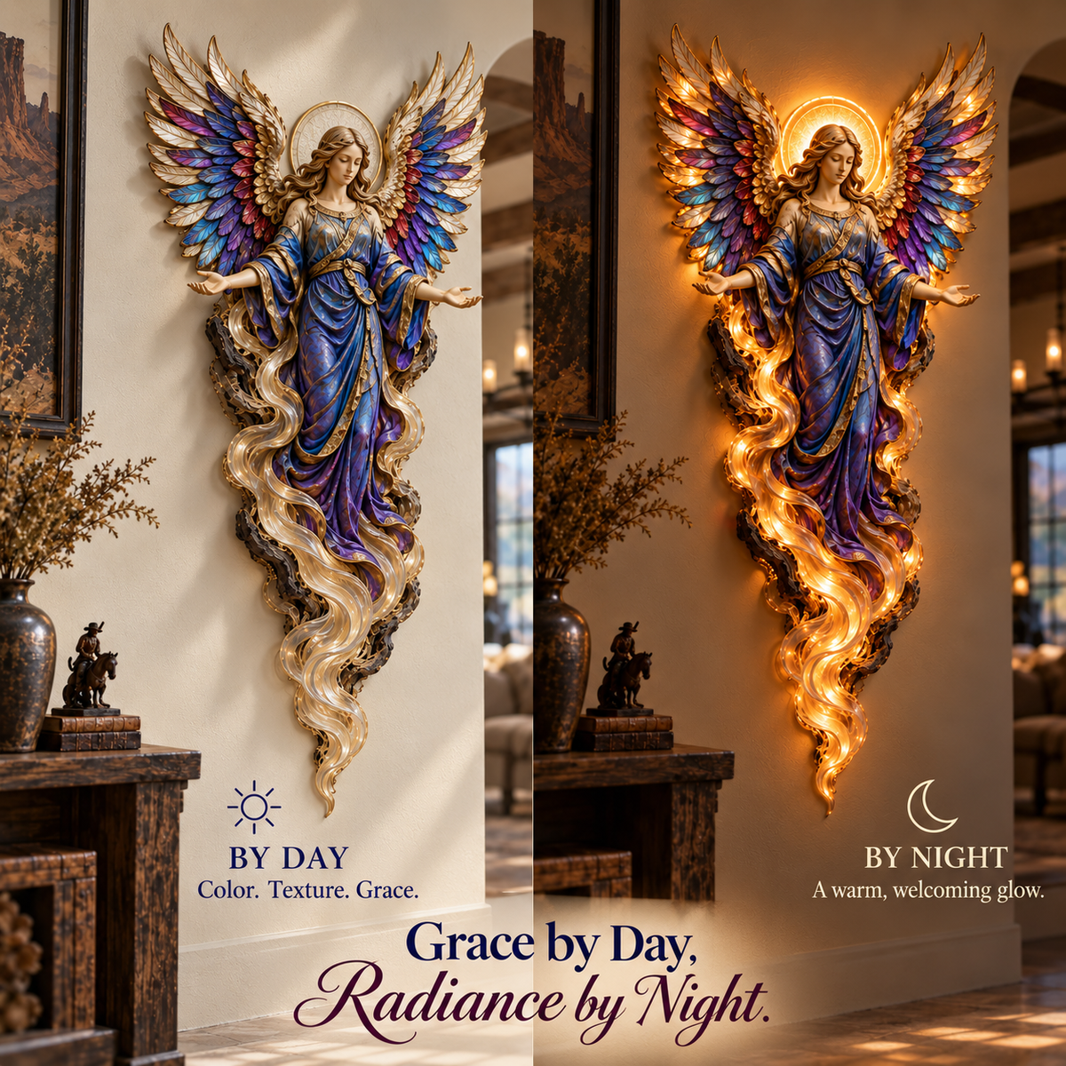 🔥 LAST DAY 50% OFF-✝️ Heavenly Radiance™ Lighted Angel Wall Sculpture ✨