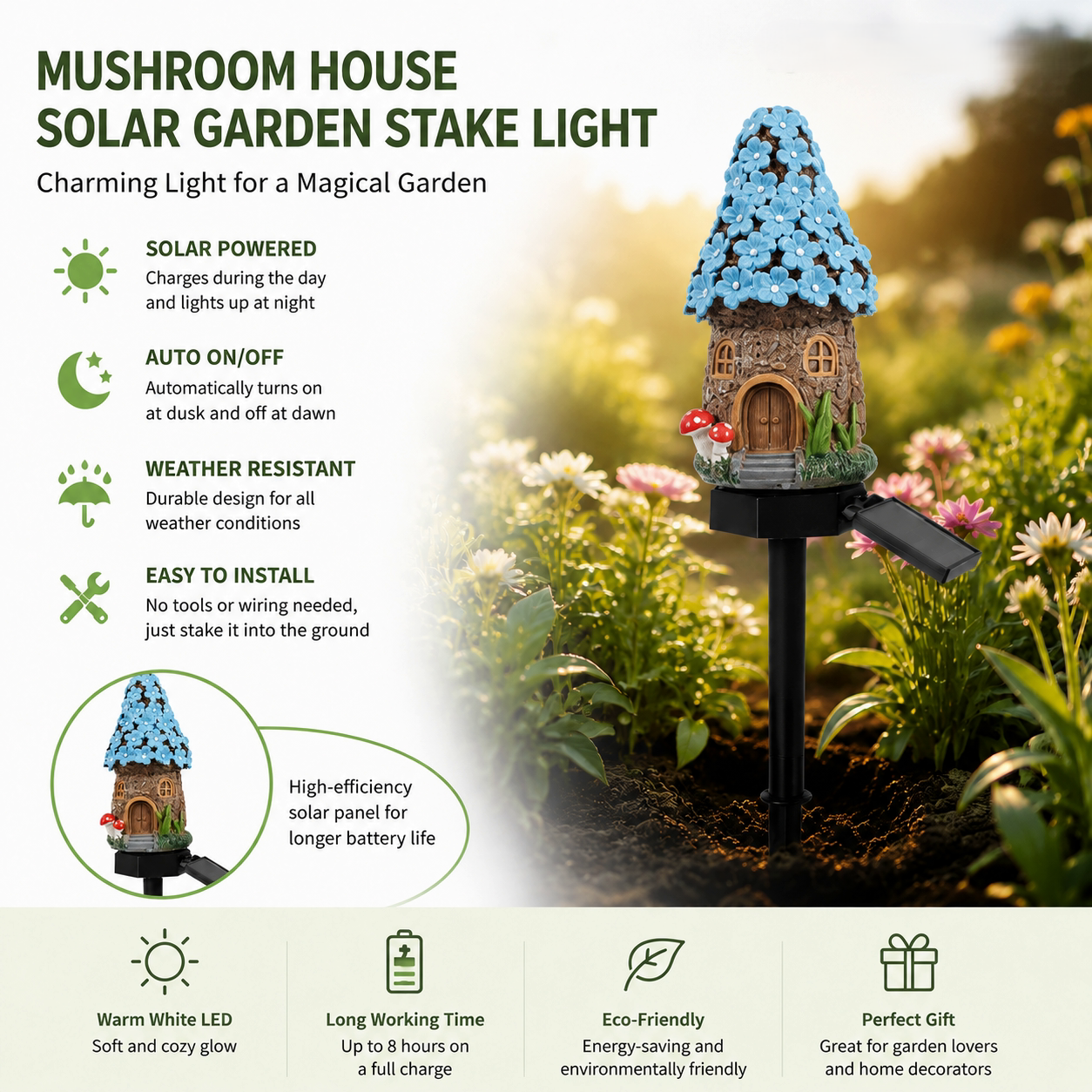 ✨Last Day: 47% OFF🔥Solar Fairy-Tale Mushroom Cottage Garden Light – Whimsical Warm Glow for Paths, Patios & Flower Beds 🍄🌙
