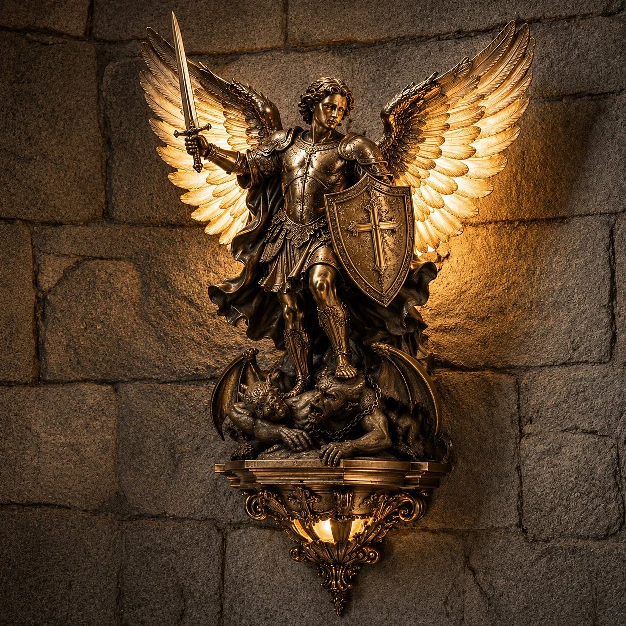 Last Day 50% OFF | ✝️St. Michael Guardian Angel Wall Light✨️ - Meaningful Décor With A Warm Glow