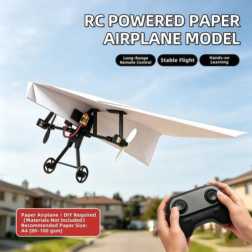 ✈️RC Paper Airplane Kit with Gyro Stabilizer – DIY Electric Remote Control Plane with Dual Propellers, Lightweight Foldable Flying STEM Toy