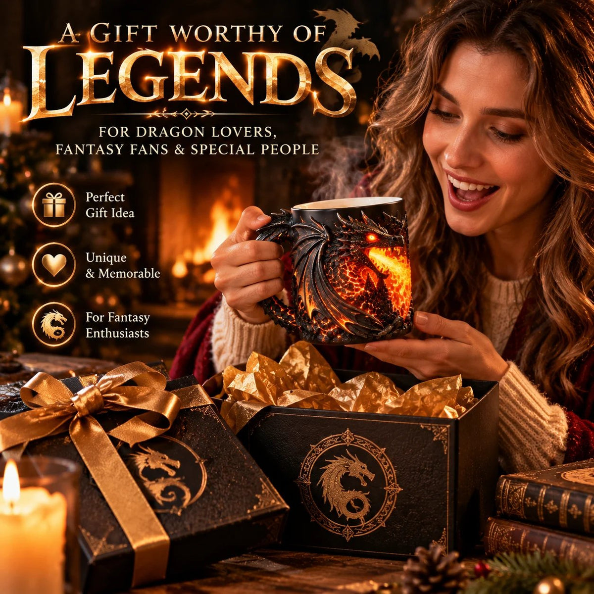 🐉✨  Dragonfire 3D Heat-Reveal Magic Mug | Add a Hot Drink. Awaken the Dragon.🔥