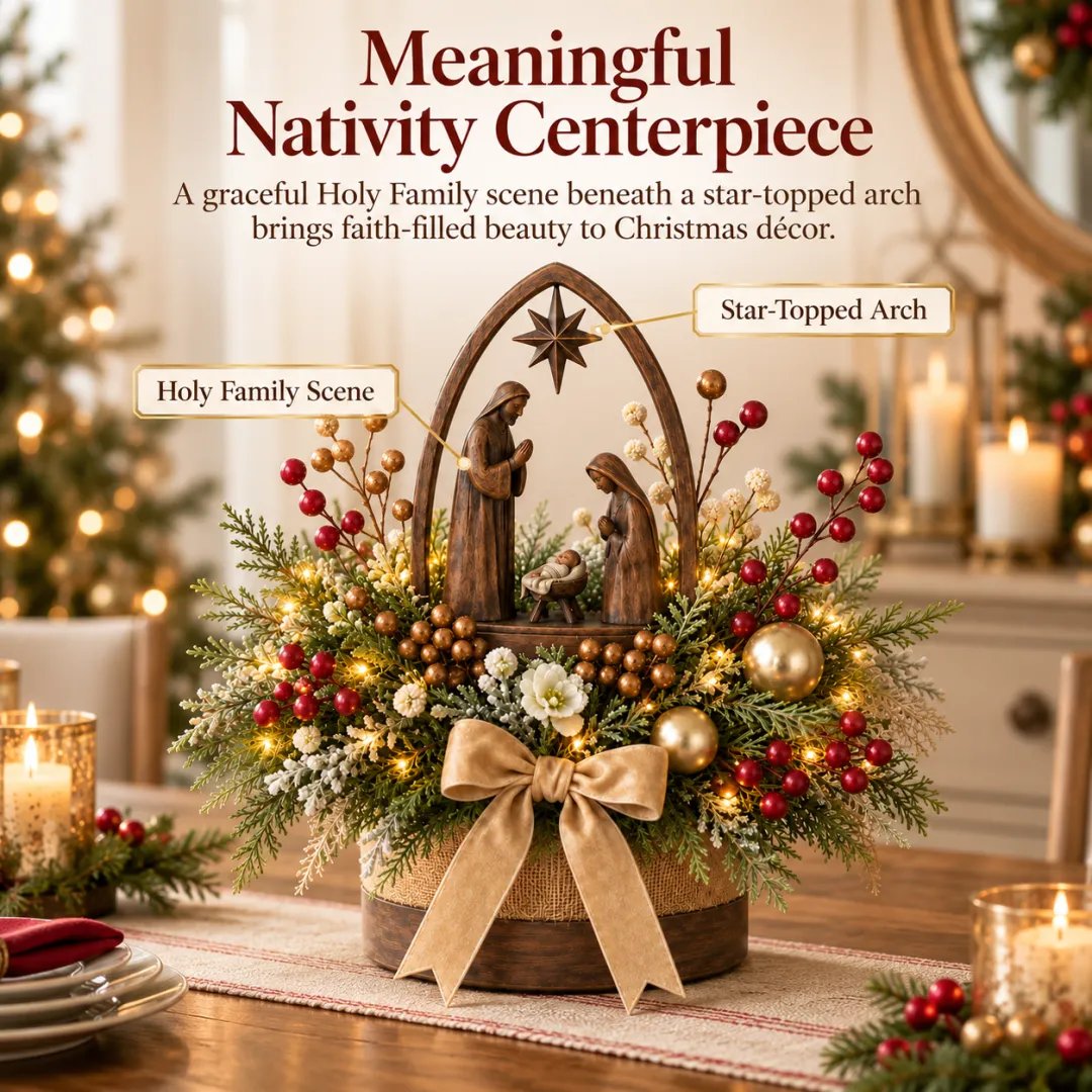 🌸Candlelit Christmas Nativity Centerpiece