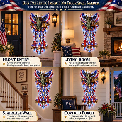 ⏳ Last Day 50% OFF-✨🇺🇸 American Pride LED Cascade Wall Light – Eagle, Liberty & Stars