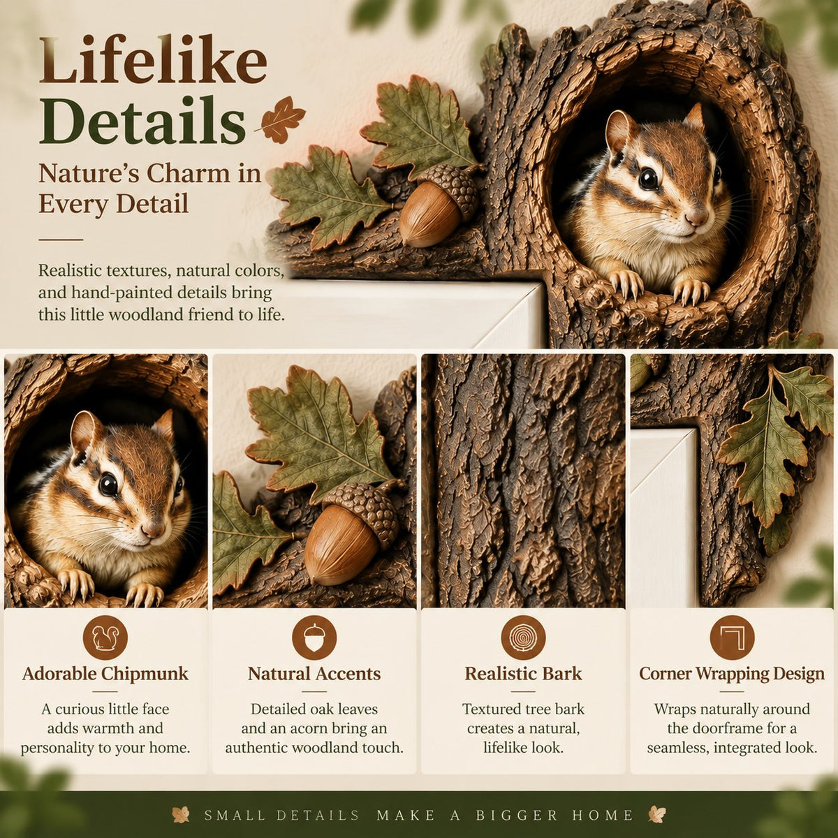 ⏰AHLWOAPEX TAG – 50 % RABATT 🐿️ Chipmunk Tree Hollow Door Topper | Woodland Animal Doorway Decor For Cozy Nature Homes