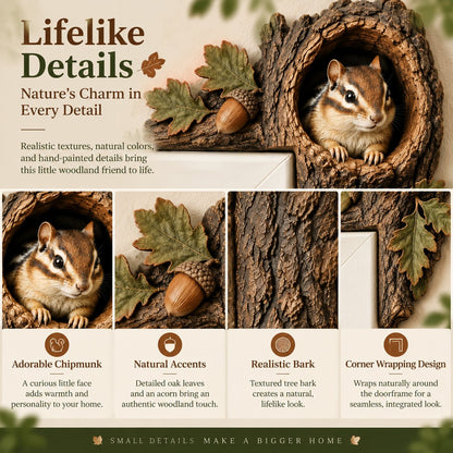 ⏰AHLWOAPEX TAG – 50 % RABATT 🐿️ Chipmunk Tree Hollow Door Topper | Woodland Animal Doorway Decor For Cozy Nature Homes