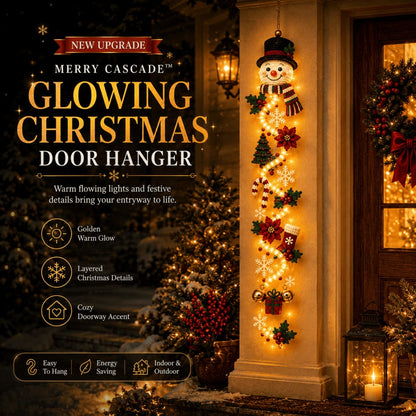 ⏳ 65% OFF – 🎄MerryCascade™ Glowing Christmas Door Hanger | 6 Festive Lighted Designs with Warm Glow, Dimensional Details & Space-Saving Vertical Décor ✨