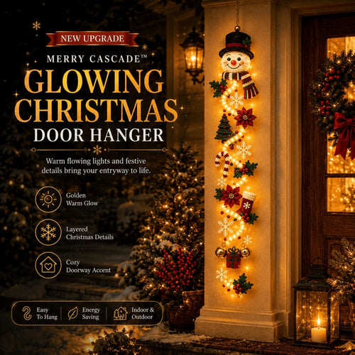⏳ 65% OFF – 🎄MerryCascade™ Glowing Christmas Door Hanger | 6 Festive Lighted Designs with Warm Glow, Dimensional Details & Space-Saving Vertical Décor ✨