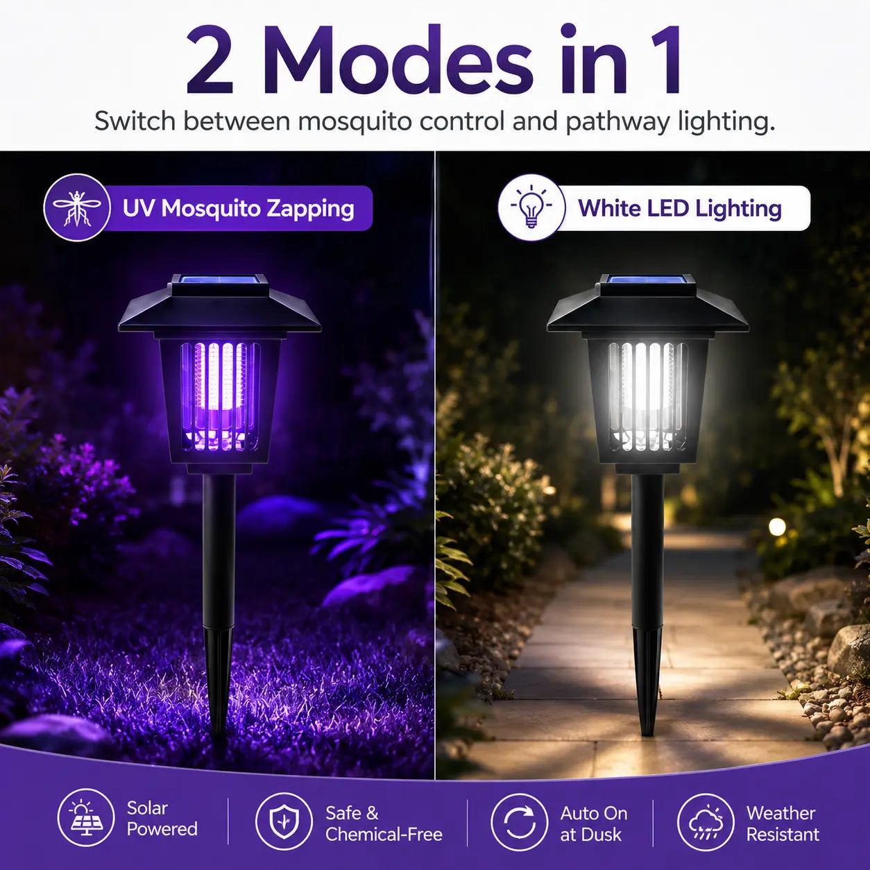 ☀️ Solar Mosquito Zapper | 2-in-1 Bug Killer & Yard Light 🦟