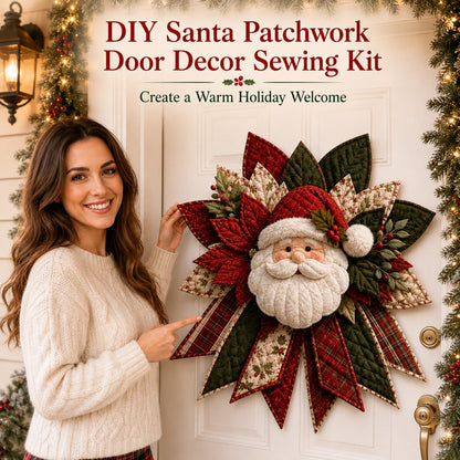 ⏳ Last Day 49% OFF – 🎅 Beginner-Friendly Oversized Santa Patchwork Door Hanger Sewing Kit | Complete Kit with All Tools & Step-by-Step Guide Included 💕