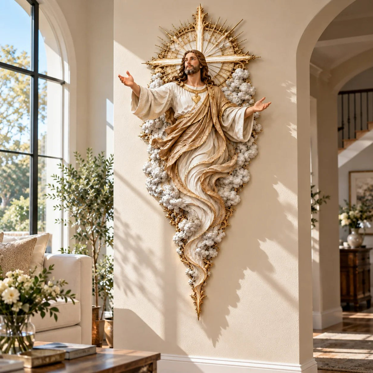 🔥Last Day 50% OFF -  ✝️ Light of the World Jesus Wall Sculpture – A Radiant Symbol of Faith for the Home
