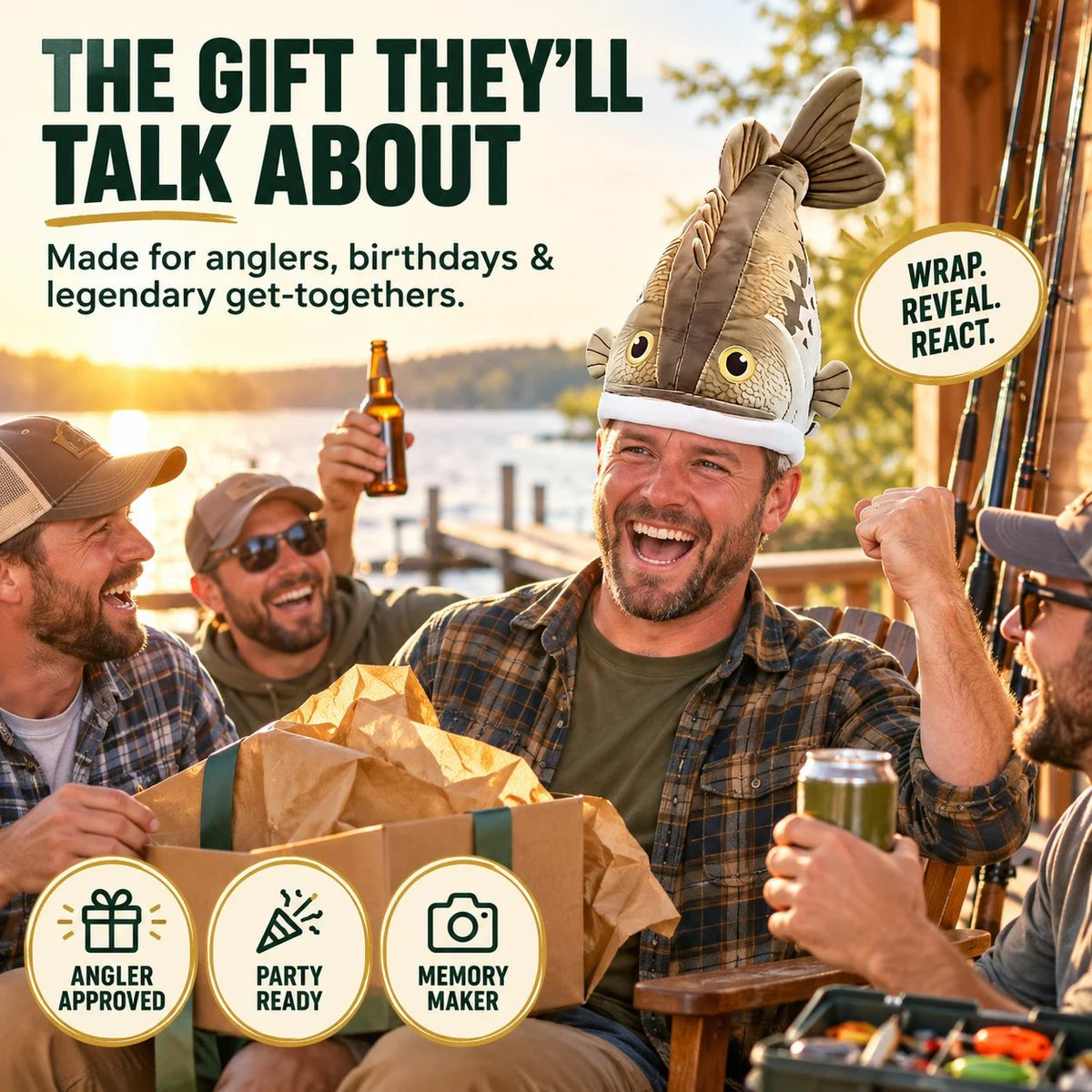 ✨🔥Funny 3D Fish Hat — Funny Fishing Gift for Anglers, Lake Days & Parties
