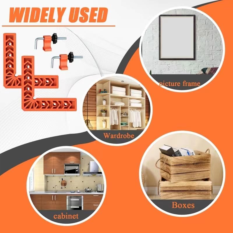 🔧90 Degree Corner Clamp & Positioning Square Set - (3" 4")inch x 8 Right Angle Clamp with 8 Clamp ABS Plastic L-Shaped Tool