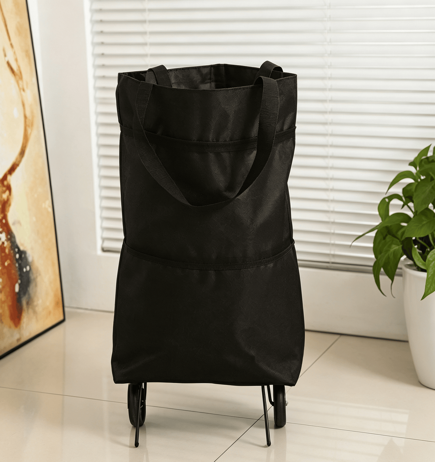 Collapsible rolling shopping bag
