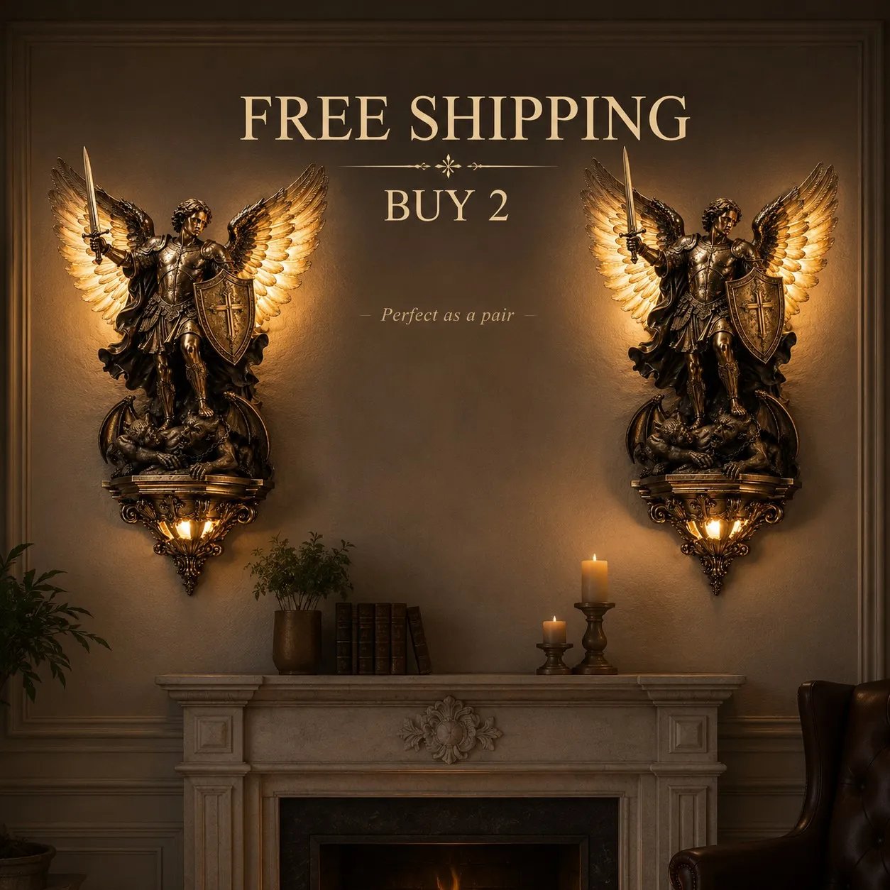Last Day 50% OFF | ✝️St. Michael Guardian Angel Wall Light✨️ - Meaningful Décor With A Warm Glow