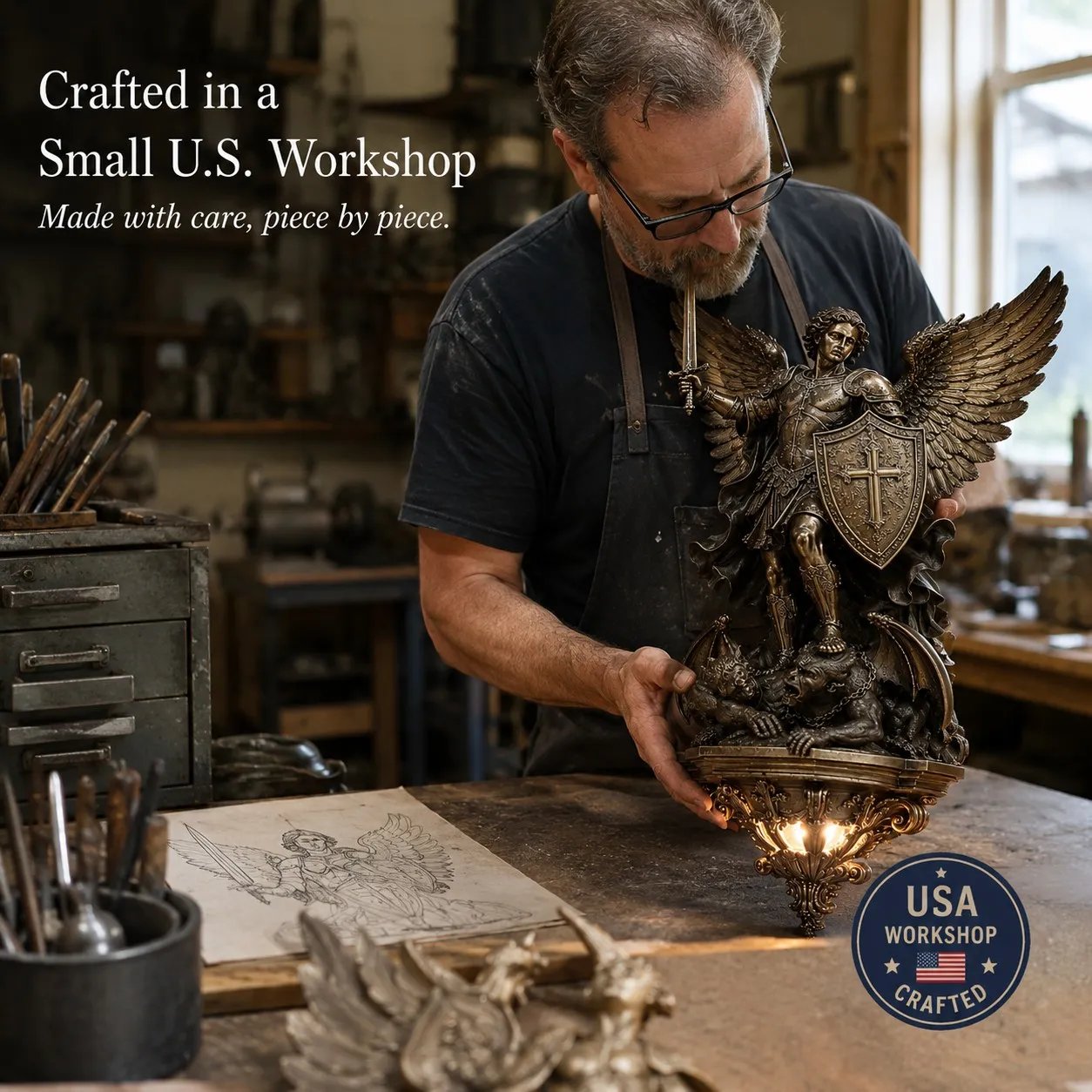 Last Day 50% OFF | ✝️St. Michael Guardian Angel Wall Light✨️ - Meaningful Décor With A Warm Glow