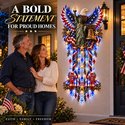 ⏳ Last Day 50% OFF-✨🇺🇸 American Pride LED Cascade Wall Light – Eagle, Liberty & Stars