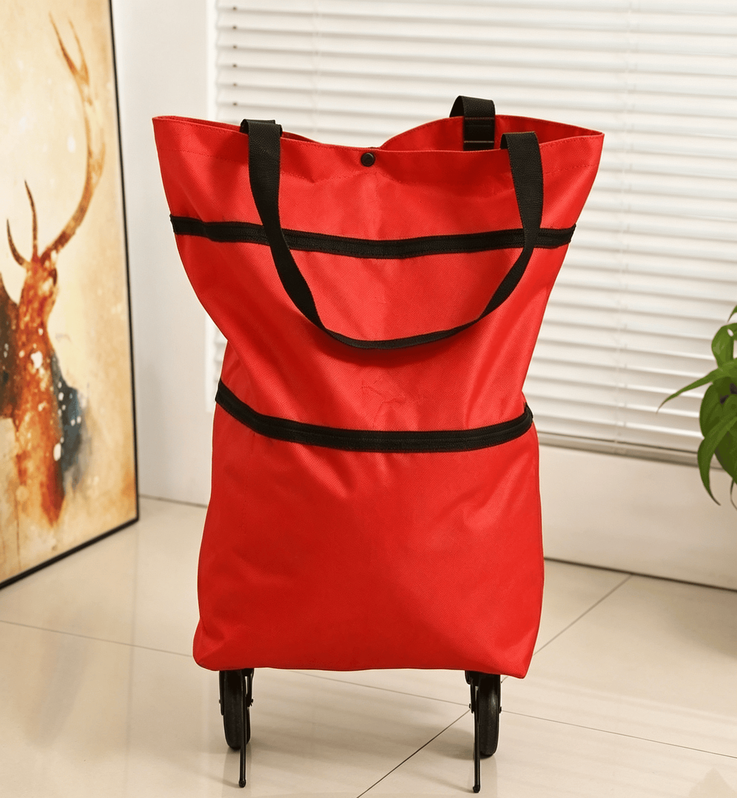 Collapsible rolling shopping bag