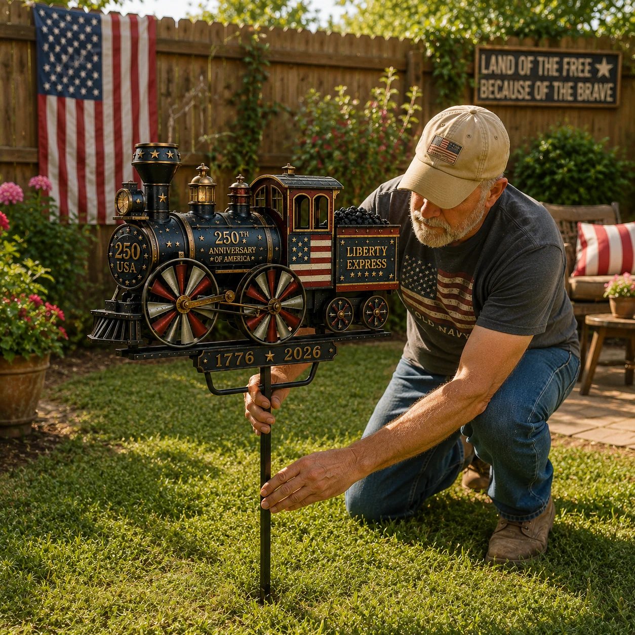 🔥Limited time 55% OFF🔥🚂USA 250 “Liberty Express” Train Garden Wind Spinner -✈️ (Free Delivery Fee)