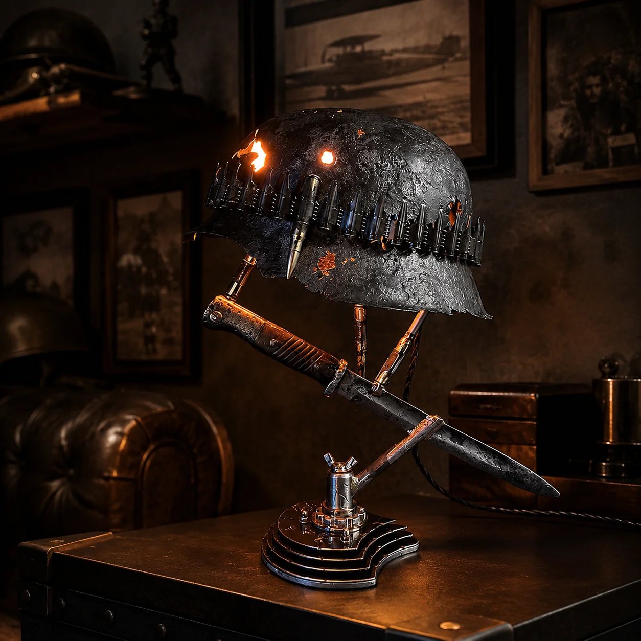 🪖 War Relic Vintage Helmet Table Lamp🎁