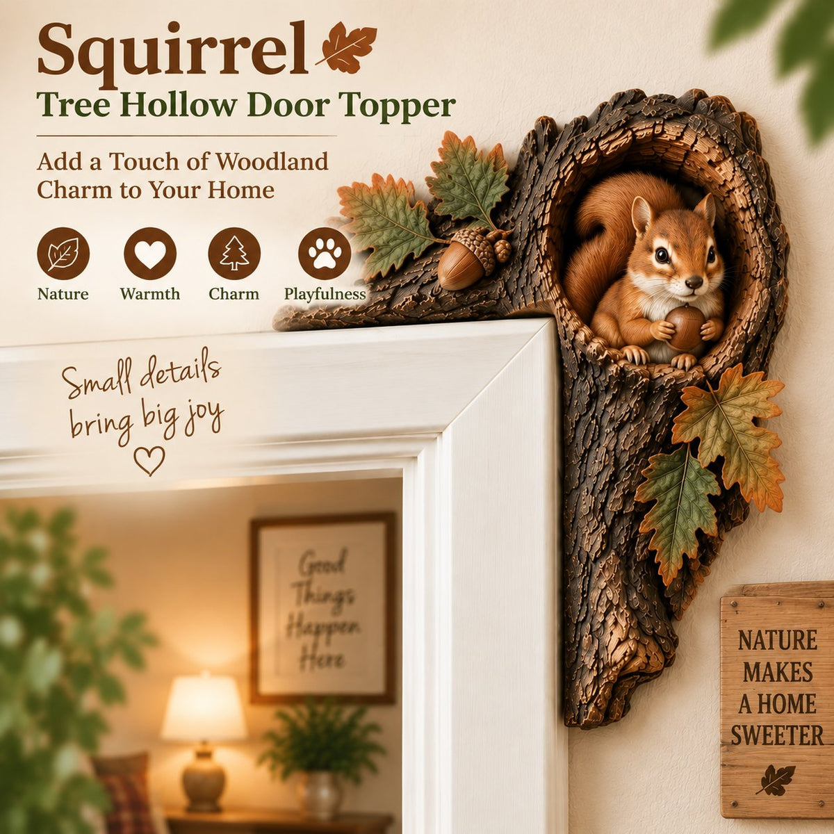 ⏰AHLWOAPEX TAG – 50 % RABATT 🐿️ Chipmunk Tree Hollow Door Topper | Woodland Animal Doorway Decor For Cozy Nature Homes