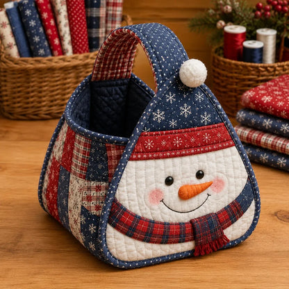 ⭐🎉🎄 Christmas Character Quilted Carry Basket | Padded Patchwork Fabrics, Layered Appliqué & Soft Carry Handle in DIY Kit or Ready-Made Styles 🎁✨