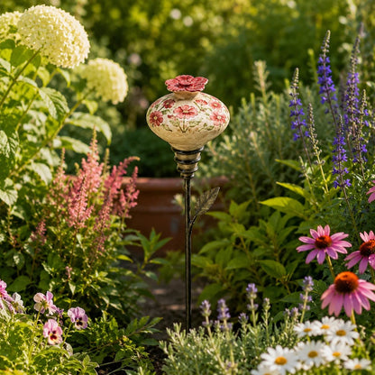 🐦🌸Vintage Ceramic Hummingbird Feeder Garden Decor Stake – Decorative Outdoor Bird Feeder