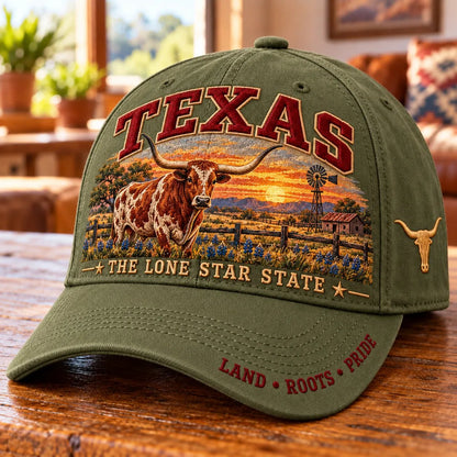 ⏳ Last Day 49% OFF – 🤠 Texas Lone Star Longhorn Cap | Cotton-Poly Blend • Detailed Embroidery • Adjustable Fit
