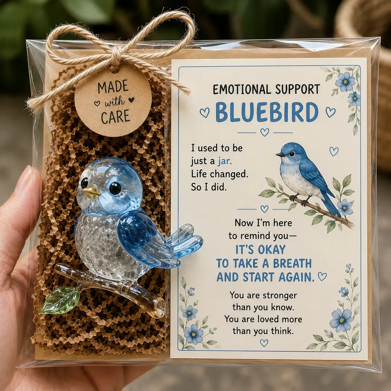 🌸🐝🦛 Emotional Glass Support Animal Gift Set – A Meaningful Little Reminder That You Matter 💕
