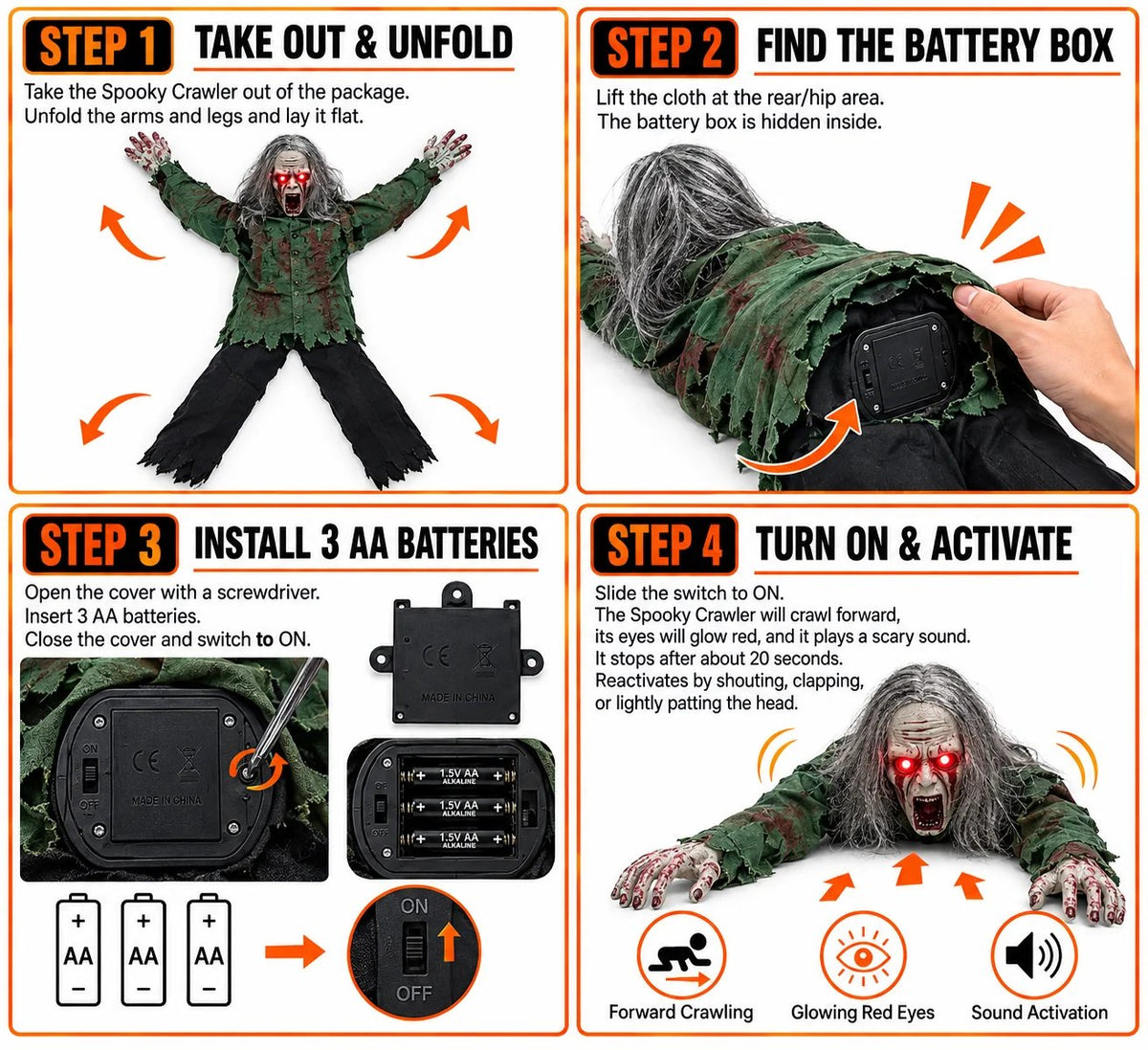 🔥Buy 2 Get 20% OFF🔥🎃 Crawling Halloween Ghoul™ — Glowing Eyes, Creepy Sounds & Real Crawling Action