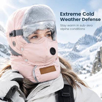 ❄️ 5-in-1 Winter Thermal Hat – Cozy Warmth & Wind Protection with Detachable Face Mask and Goggles