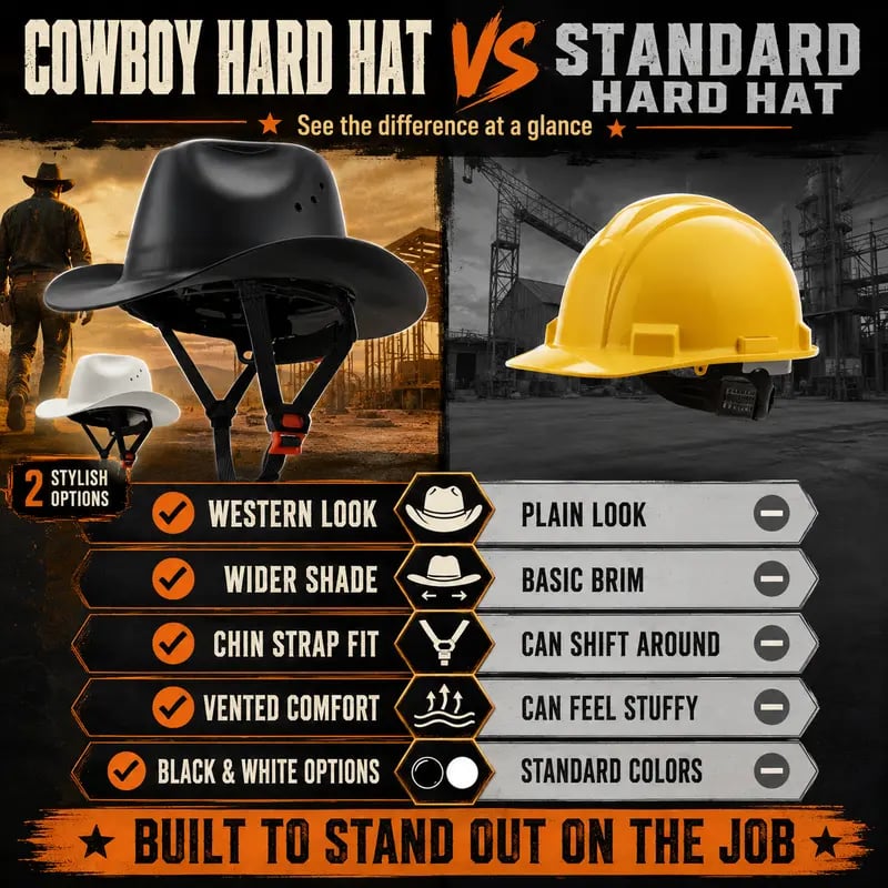 🔥LAST DAY 49% OFF🤠Western Cowboy Hard Hat, Vented Wide Brim Safety Helmet for Construction & Ranch Workers