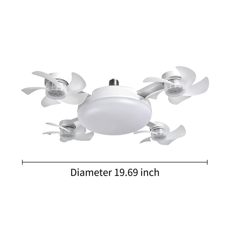 E27 Ceiling Fan Light with Remote, Silent LED Fan & Light 2-in-1 for Bedroom