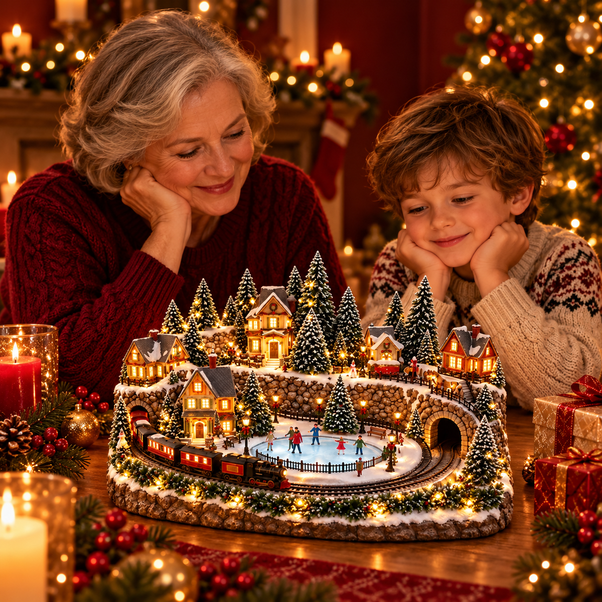 🔥 LAST DAY 49% OFF 🔥 Animated Holiday Train & Ice Rink Scene 🚂✨