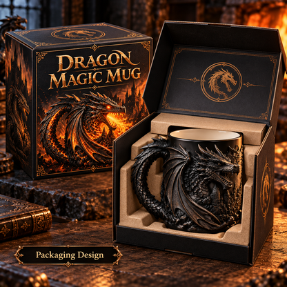🐉✨  Dragonfire 3D Heat-Reveal Magic Mug | Add a Hot Drink. Awaken the Dragon.🔥