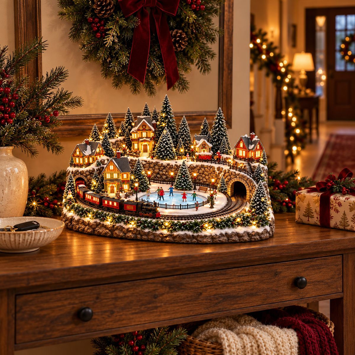 🔥 LAST DAY 49% OFF 🔥 Animated Holiday Train & Ice Rink Scene 🚂✨